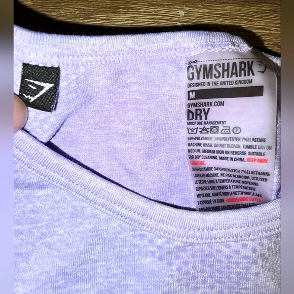 Gymshark Dry Lavender Longsleeve Crop Top Gym Workout Activewear Women's M - Picture 5 of 6